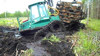 Timberjack 810D logging in mud [upl. by Aneerhs526]