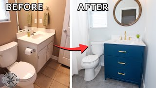 Easy Small Bathroom Remodel  DIY Makeover [upl. by Aisiram662]