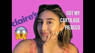 I GOT A CARTILAGE PIERCING  CLAIRES [upl. by Golightly]