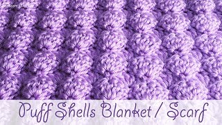 Easy Crochet  3D Puffed Shell Stitch Baby Blanket  Scarf [upl. by Keil984]