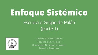 Enfoque Sistémico  Escuela o Grupo de Milán parte 1 [upl. by Nyletak]