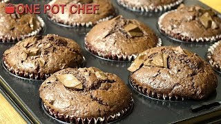 Best Ever Chocolate Muffins  One Pot Chef [upl. by Ainek]