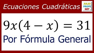 ECUACIONES CUADRÁTICAS POR FÓRMULA GENERAL  Ejercicio 2 [upl. by Larner]