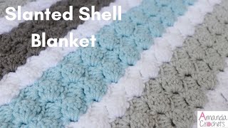 Slanted Shell Blanket  Easy Crochet Blanket Tutorial [upl. by Alliuqa690]