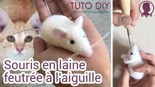 Feutrage à laiguille  souris en laine  Tutoriel DIY Feutrage [upl. by Eetak]