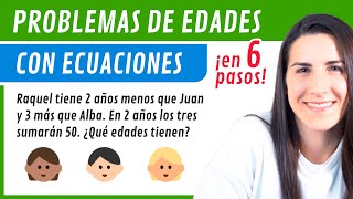 Resolver PROBLEMAS de ECUACIONES 👶👵 EDADES [upl. by Dleifrag]