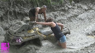 MUD GIRLS STUCK ATV OFF ROAD FUN [upl. by Schlenger]