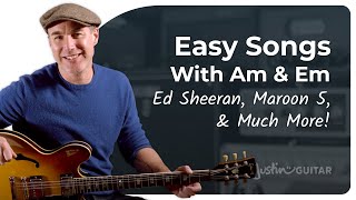 3 Easy Songs on Guitar using Em and Am  Guitar for Beginners [upl. by Kelton]