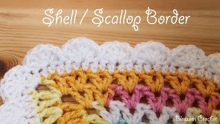 Easy crochet Shell  Scallop Border [upl. by Nettirb]