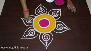 Creative Rangoli kolam designs by easy rangoli Suneetha  New year rangoli  Sankranthi muggulu [upl. by Danczyk]