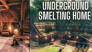 Valheim House With Underground Smelting Area [upl. by Aihsein525]