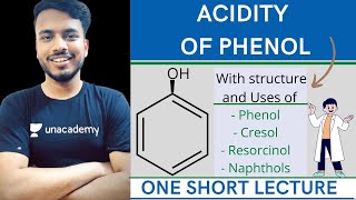 Acidity of phenol  Resonance in phenol  structure and uses of phenol cresol resorcinol napthol [upl. by Eenhat]