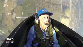 96yearold WWII pilot takes flight again in Tampa [upl. by Holsworth505]