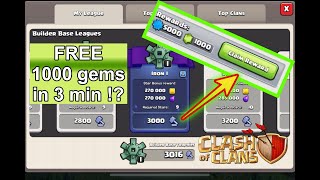 COC EASY Free 1000 gems in 3 minutes builder base achievement [upl. by Aihsia91]