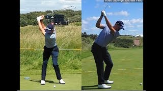 Justin Thomas golf swing  Long Iron faceon amp downtheline July 2017 [upl. by Euginomod]