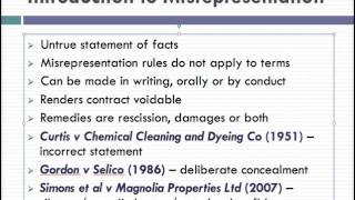 Misrepresentation Lecture 1 of 4 [upl. by Gerome623]