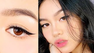 MUSTKNOW TIPS WINGED EYELINER HOODED ASIAN EYES TUTORIAL ♡ Jessica Vu [upl. by Cordalia]