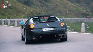 1 of 80 Ferrari 599 SA Aperta on Swiss Alp roads [upl. by Cynthia]