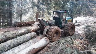 Skidder Tree Farmer C5 pulls a big logs [upl. by Mellman]