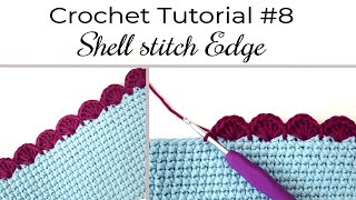 EASY Crochet SHELL Stitch Border  Shell STITCH Edge [upl. by Relyc]