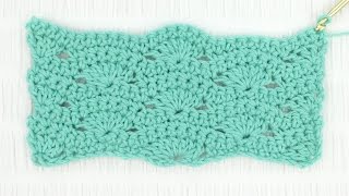 Wavy Shell Stitch Crochet Tutorial [upl. by Namyh]