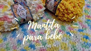 Como hacer una manta o cobija con estambre puffy fine con las manos [upl. by Ragucci587]