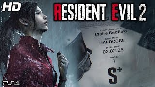 Resident Evil 2 Remake  Claire A HARDCORE Rank S Story Gameplay PS4 PRO Cutscenes [upl. by Derrek918]