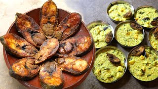 Ilish Vaja Khichuri  Sunday Special Lunch with Podmar Hilsha Fry and Bengali home style Khichuri [upl. by Burg]