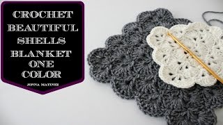 How To Crochet A Beautiful Shells Blanket In One Color  How to crochet a blanket  Shells Stitch [upl. by Woodhead]