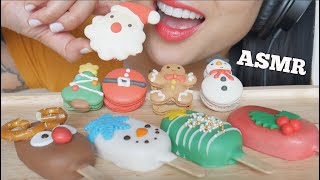 ASMR CHRISTMAS CAKE POPS  MACARONS EATING SOUNDS NO TALKING  SASASMR [upl. by Anirdua]