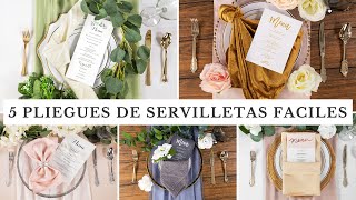 5 Ideas Para Doblados de Servilletas Elegantes DIY Para Bodas [upl. by Nnahtebazile]