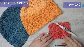 Crochet the SHELL STITCH in the ROUND  Tutorial  How To [upl. by Idid]