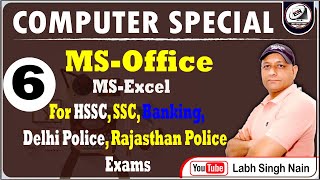 MS Office Class 6  MS Excel  HSSC CET  Delhi Police Constable Head Constable Exam Oriented [upl. by Lovering592]